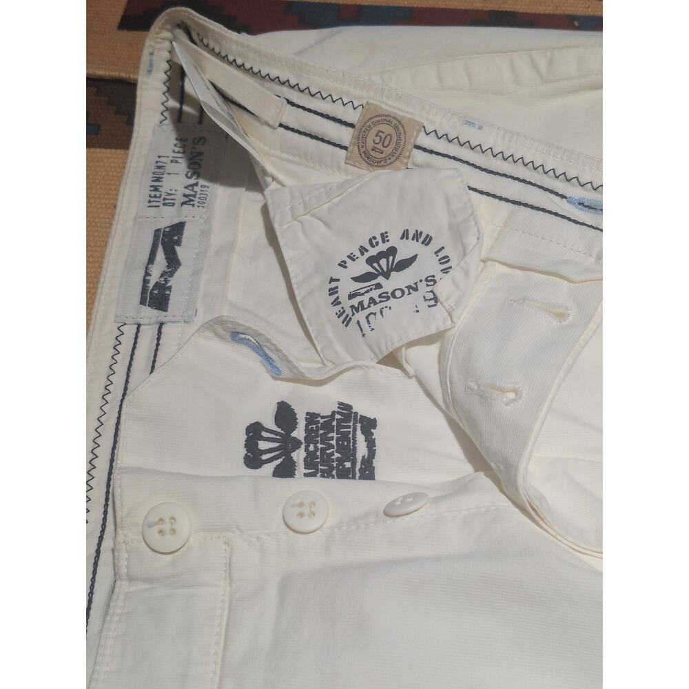 Mason’s Peace & Love White Pants Size 50 34x33 Italy Straight Leg Chino NWOT - Picture 3 of 9
